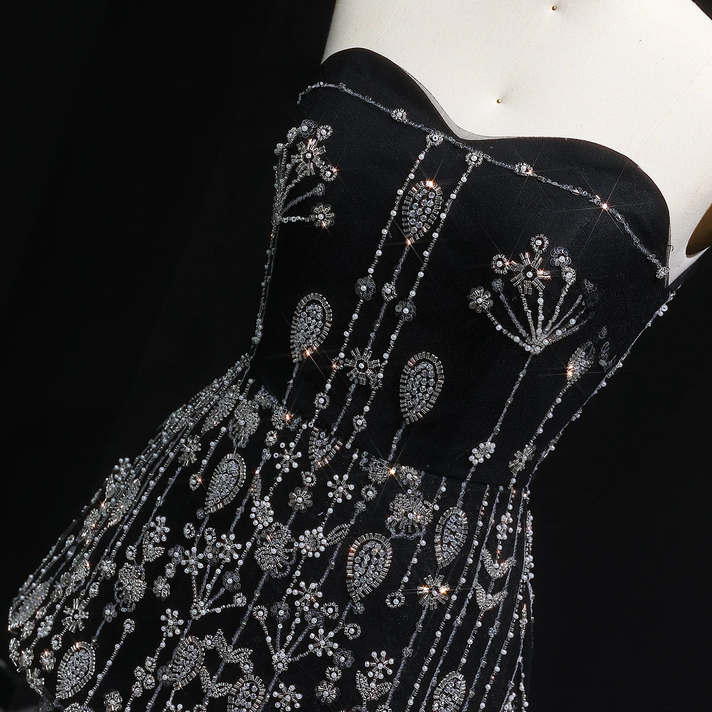 Luanne Elegant Beaded Black 2 Pieces Sweetheart Evening Gown