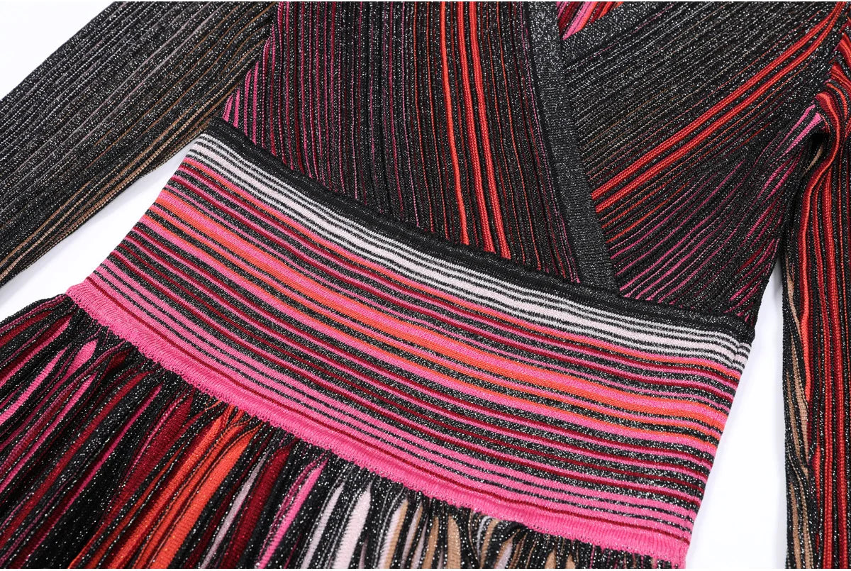 Daphne Rainbow Striped Knitting Dress