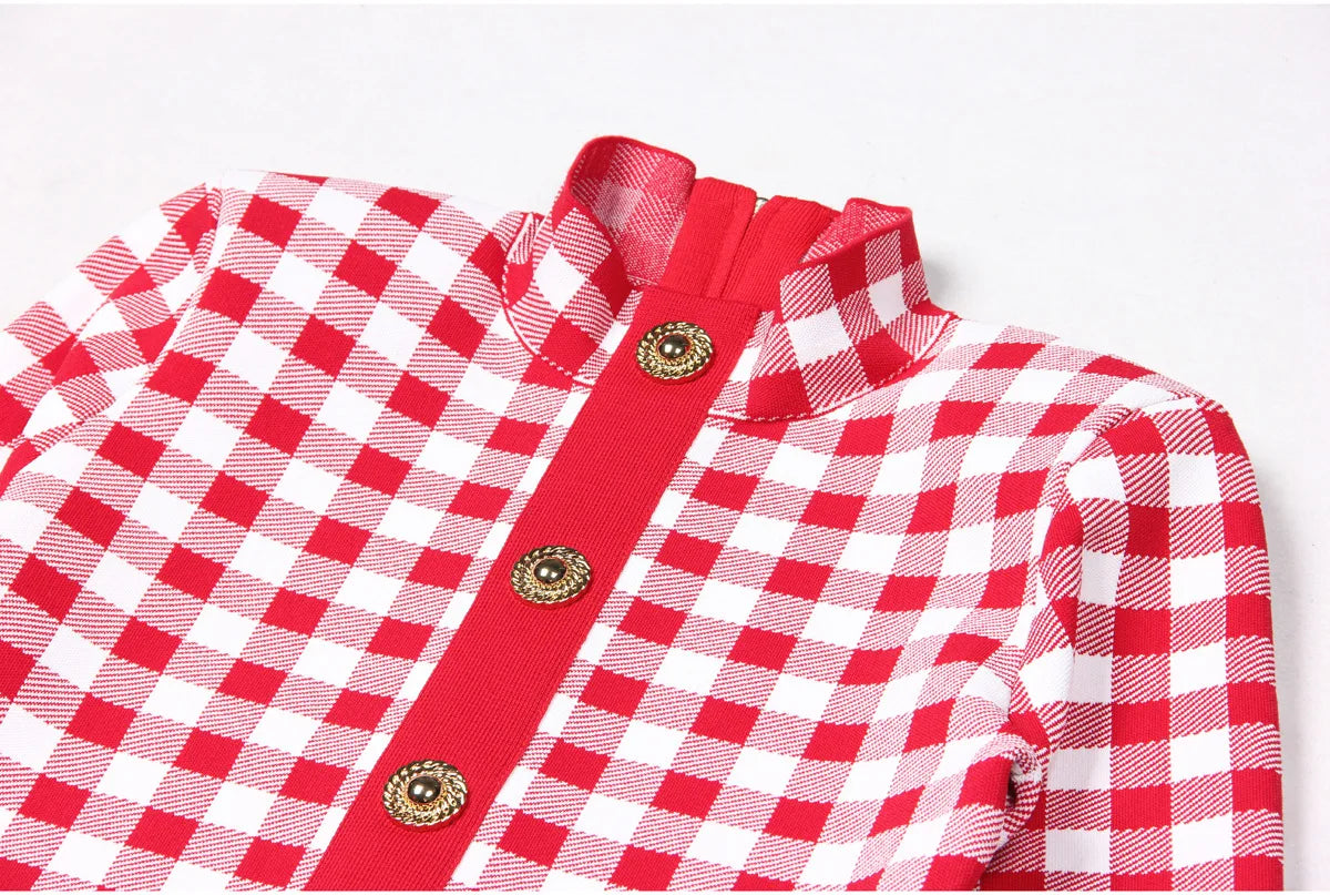 Jessy Plaid Knitting Sweater Dress