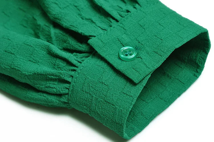 Evie  2 Pieces Set For Women Lapel Lantern Long-sleeved Top High Waist Split Mid Length Skirt