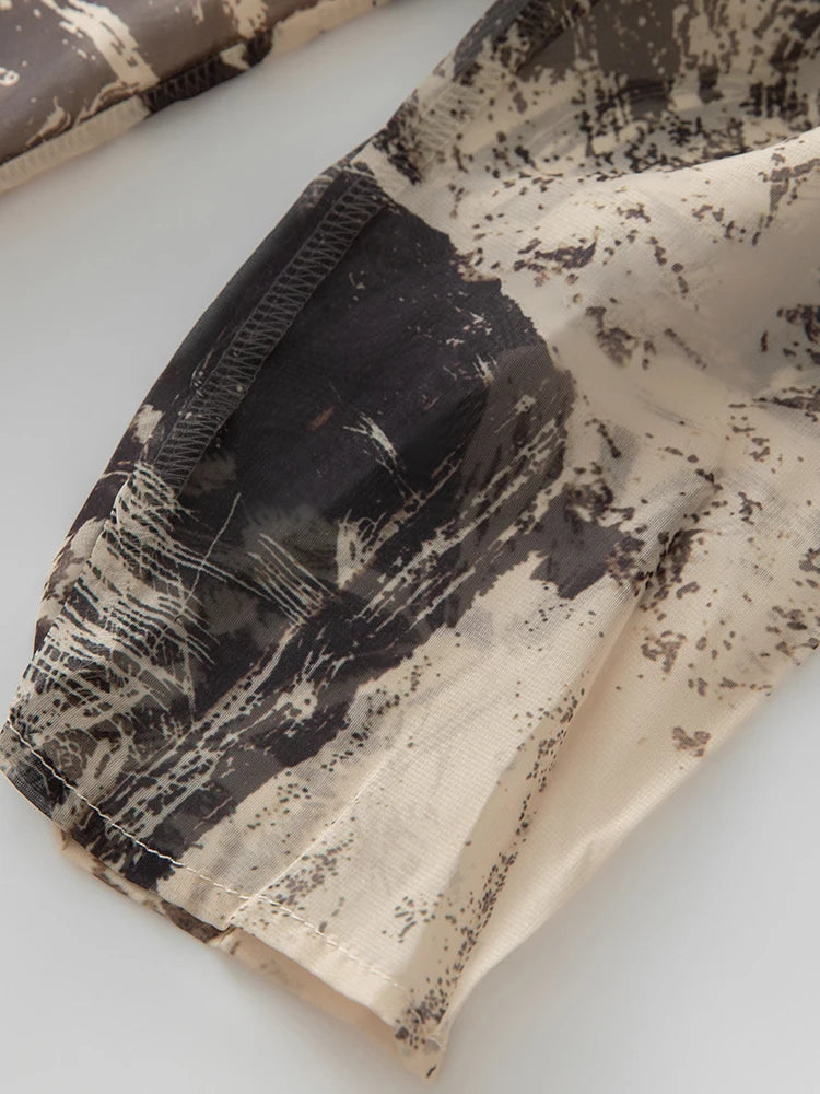 Anya Stand Collar Half Sleeve Pockets Sashes Print Vintage Single Breasted Dress