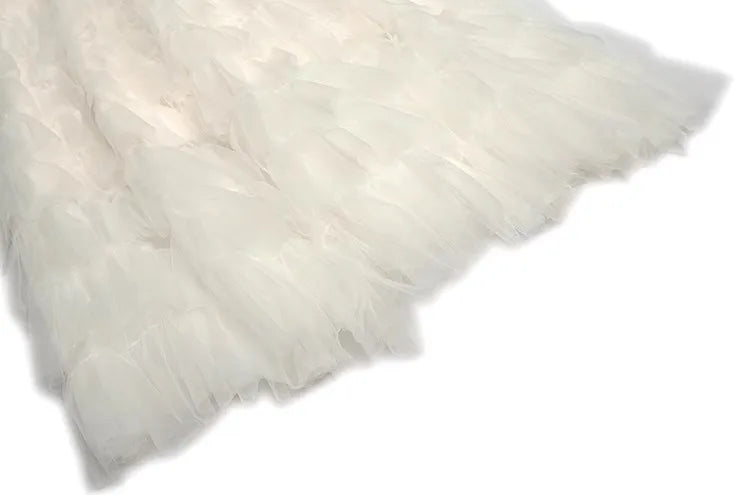 Dolores Slash Neck Sleeveless Cascading Ruffle Elegant Party Backless Dress