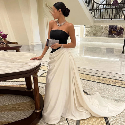 Mabel Elegant Black and White Evening Dress