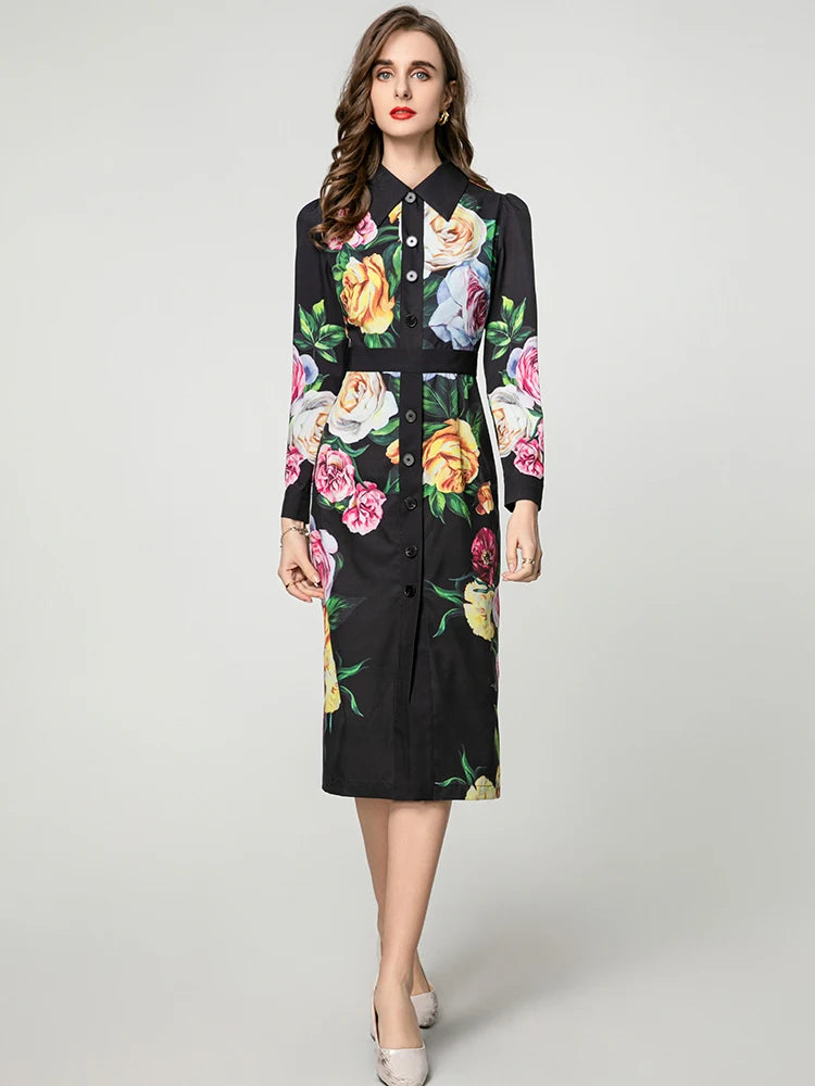 Ava Floral Print  with  Peter Pan Collar  Pencil Dress