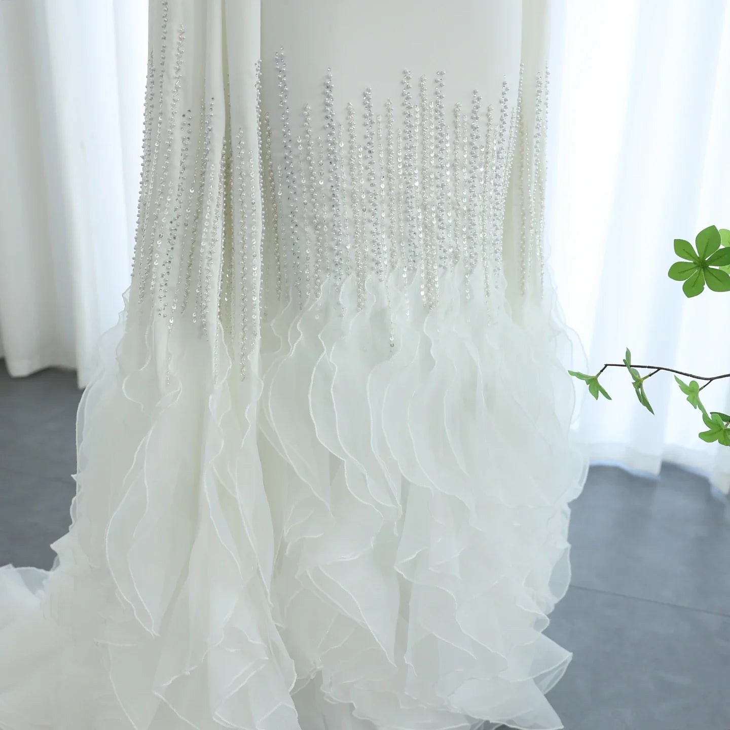 Adelaide White Evening Dresses with Cape Sleeves Tiered Ruffles Women Wedding Party Gown