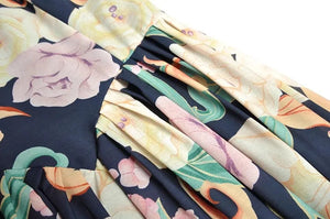 Eliza O-Neck Lantern Sleeve Flower Print Vintage Party Long Dress