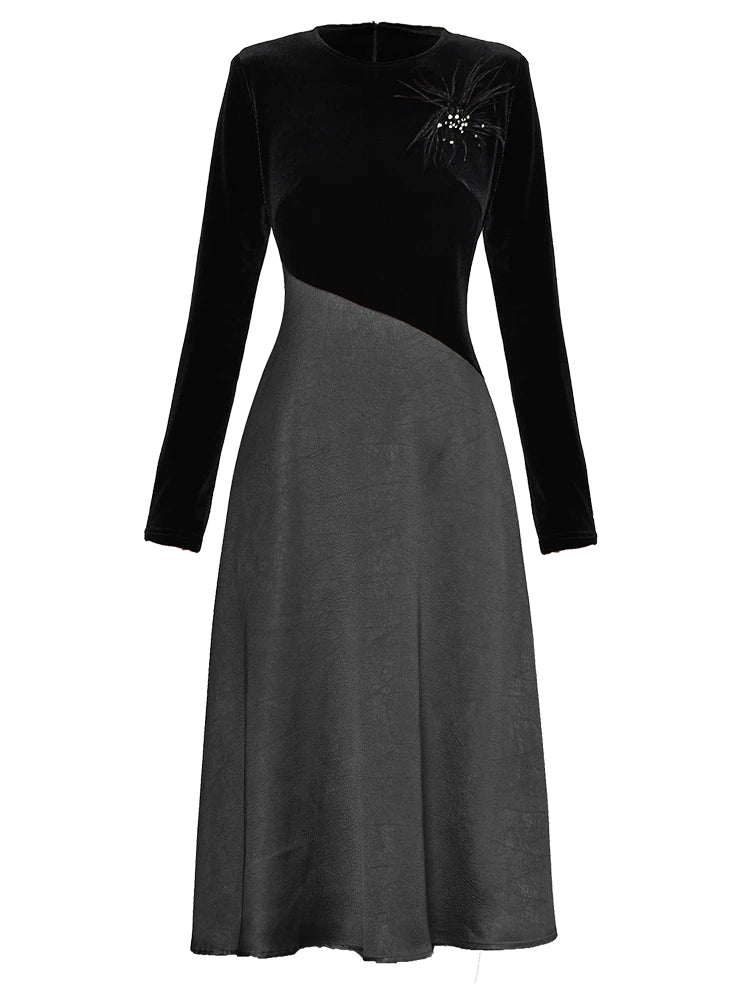 Leah Vintage Velvet Spliced Dress