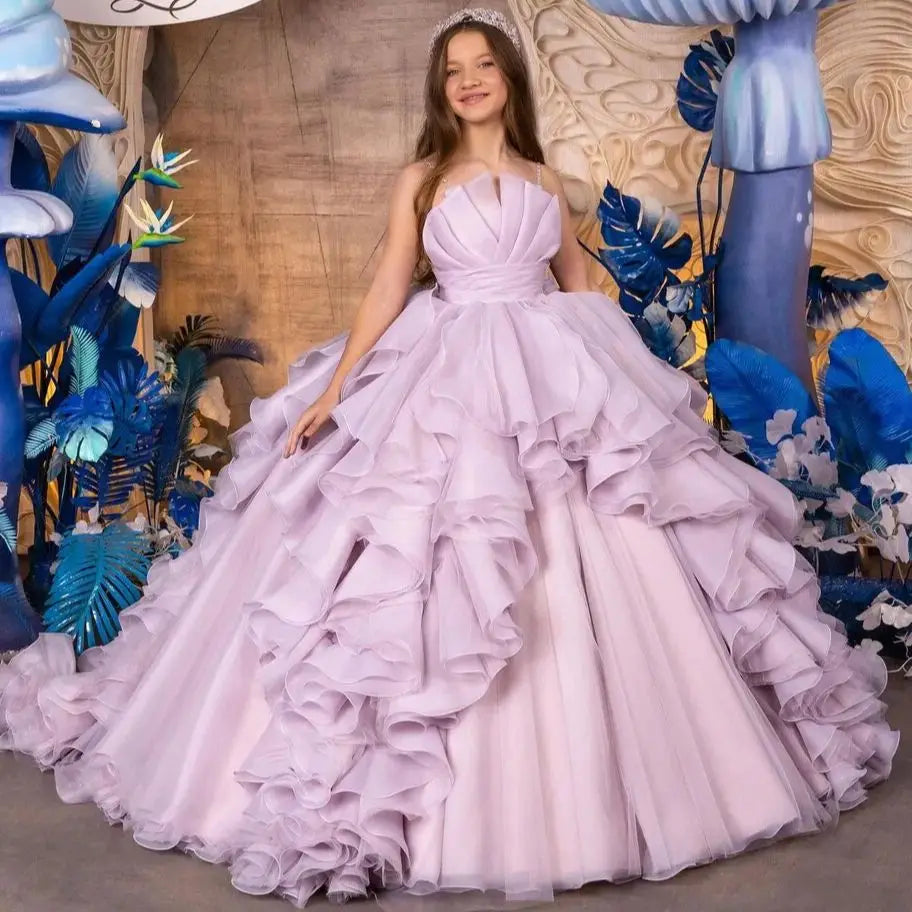 Caprice Purple Ball Gown Flower Girl Dress