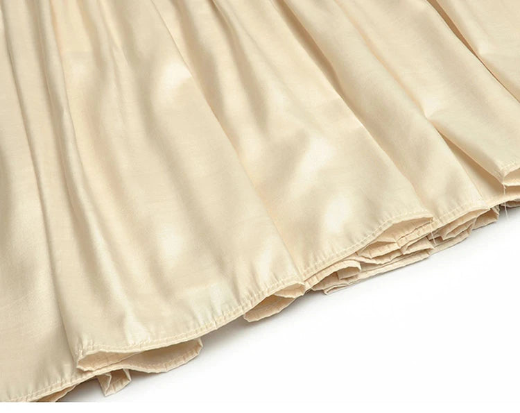 Ersila  Petal Sleeve Solid Color Ruched Patchwork Dress