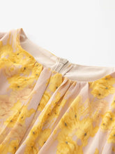 Load image into Gallery viewer, Kari Asymmetrical O-Neck Lantern Sleeve Folds Flower Dress