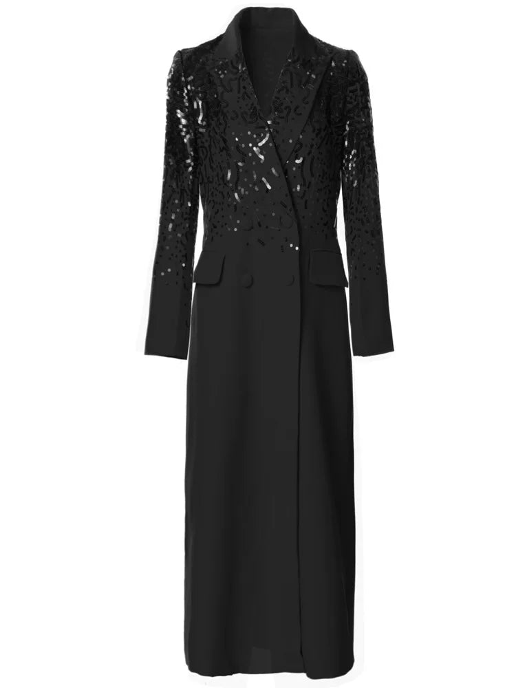 Jordan  Solid  Sequin Trench