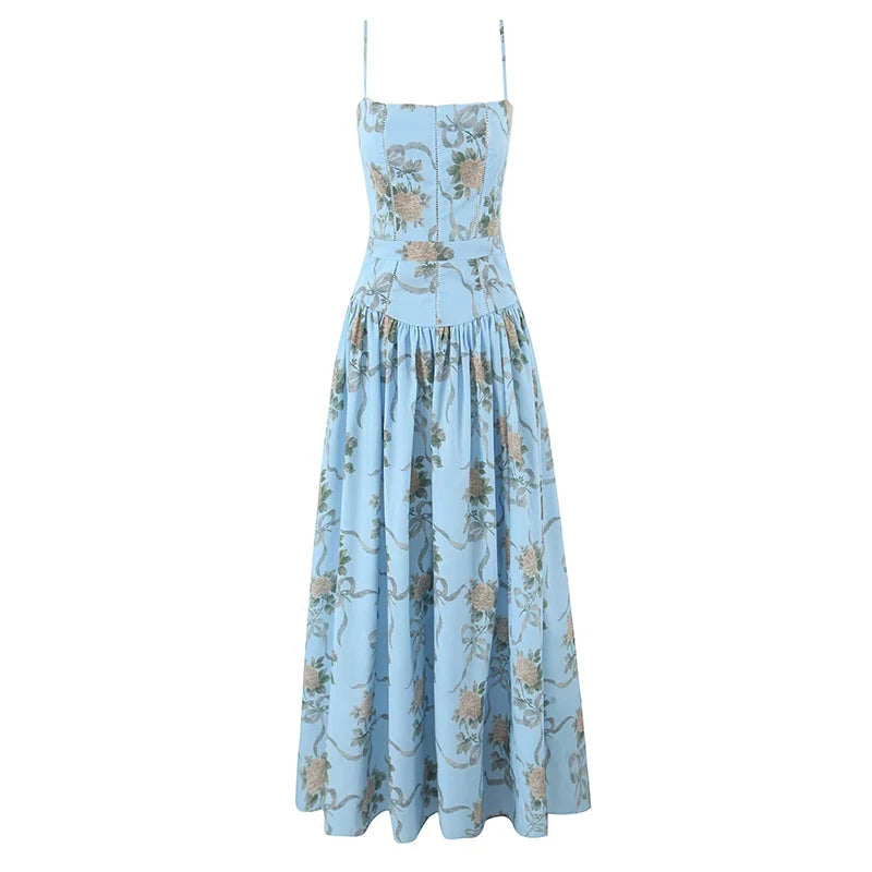 Mya Sexy Spaghetti Straps Floral Print Dress