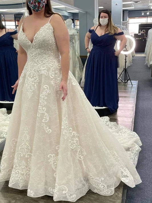 Myrel Luxury A-line Wedding Dresses For Women Spaghetti Strap Sleeveless Plus Size Floor Length Vestido De Noiva Tulle Bridal Gown