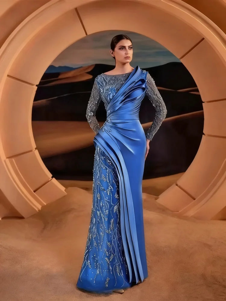 Heaven Olive Green Evening Dress Long Sleeve Sparkling Mermaid Ball Gown