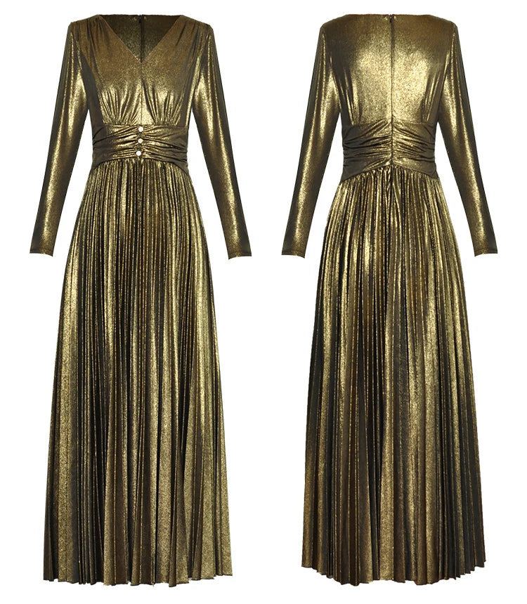 Marley Gold  Silver Vintage Pleated Dress
