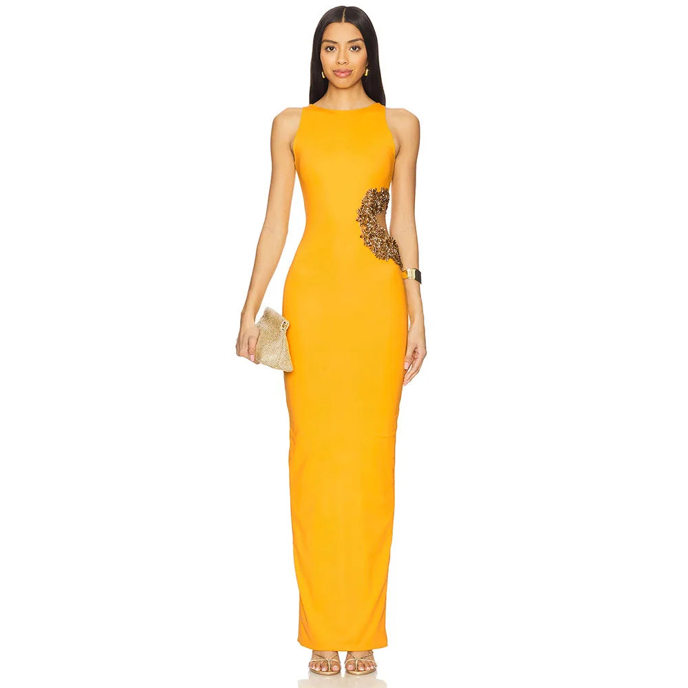 Cianne Women's Evening Gown O Neck Mermaid Prom Dress Sleevesless Beading Floor Length  Formal Party Dress 2025