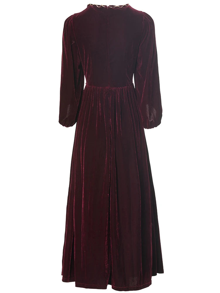 Fallon  Sleeve Chain Vintage Party Velvet Dress