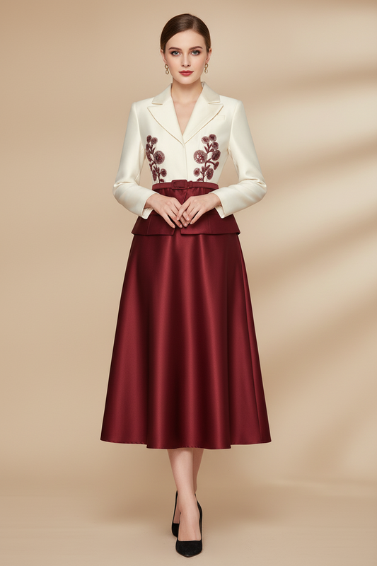 Larkin Notched Long Sleeves Sashes Office Lady Dress