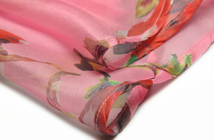 Penny Turn-down Collar Button Bow-frenulum Floral Print High Slit Long Dress