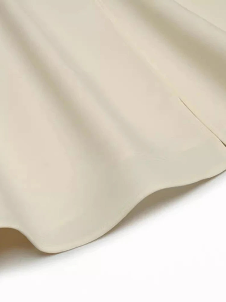 Madeline V-Neck Lantern Sleeve Beading Folds Vintage Solid Color Slit Dress