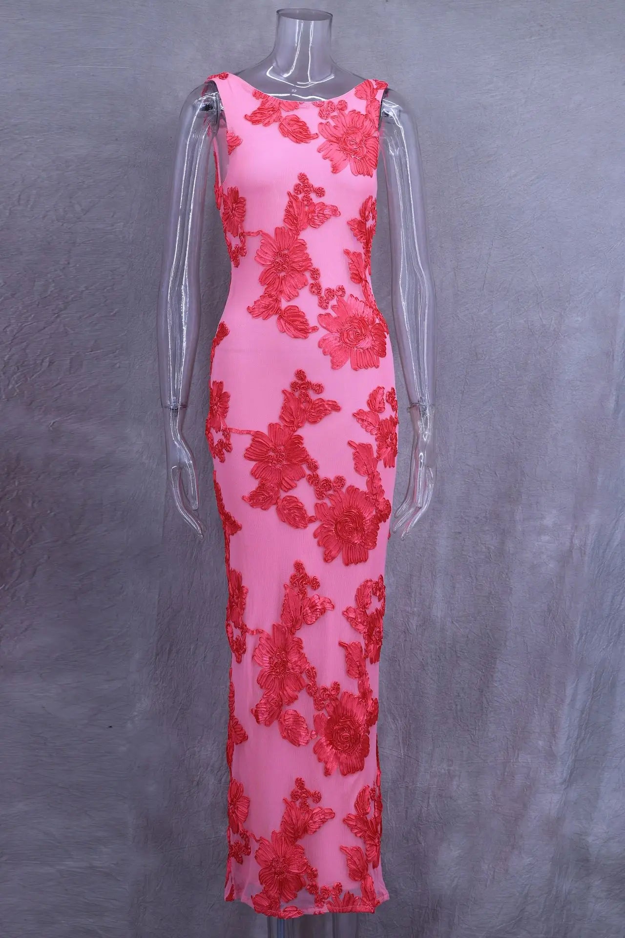 Veronica Elegant Women Sleeveless 3d Flowers Party Dress