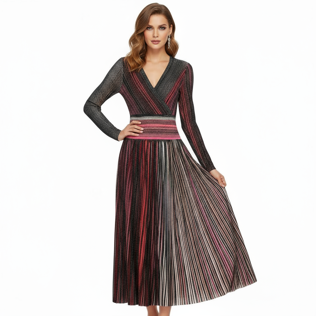 Daphne Rainbow Striped Knitting Dress