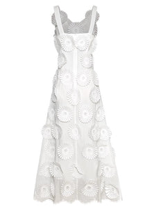 Phillipa V-Neck Sleeveless Appliques Elegant Party White Backless Long Dress
