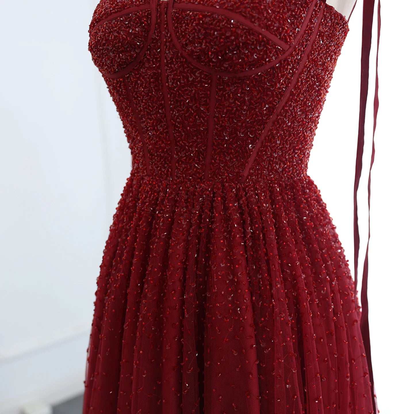 Axel Beaded Wine Red Blush Pink Dubai Evening Dress