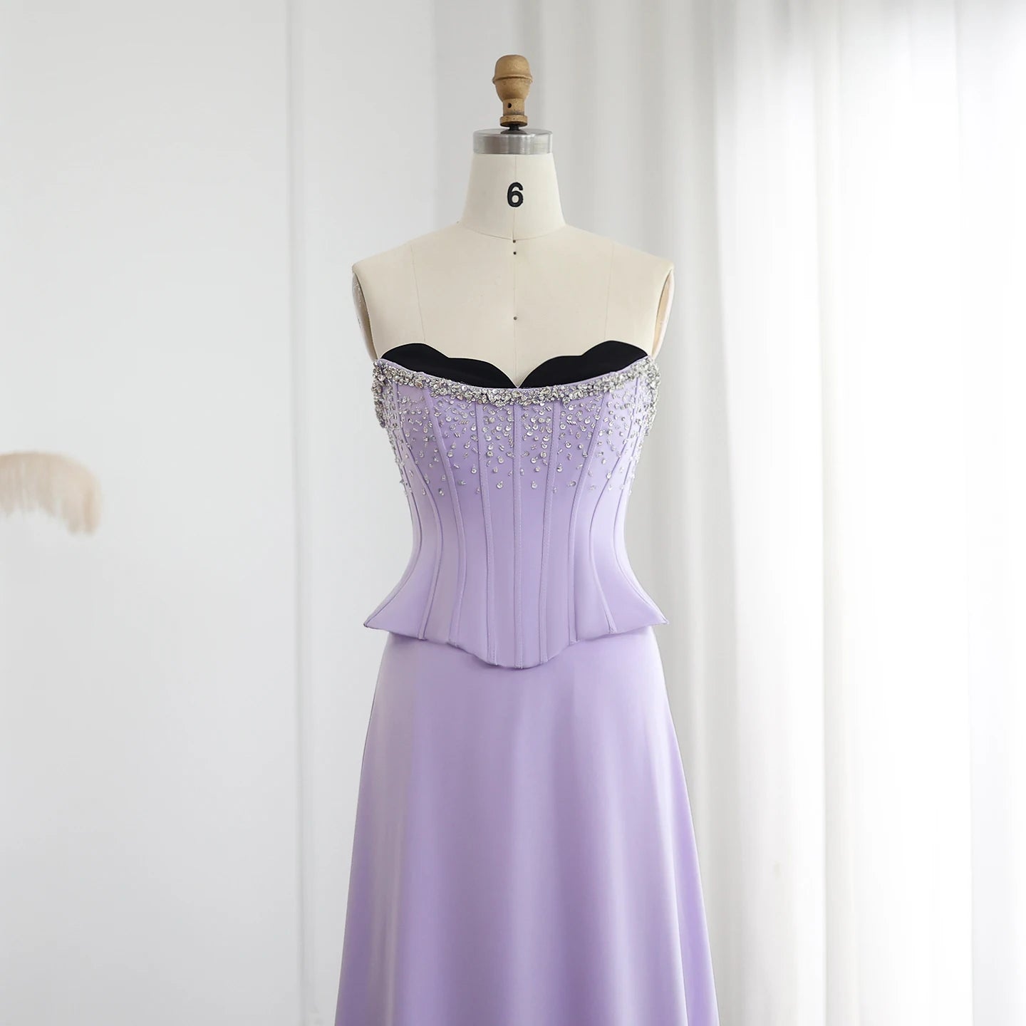 Lilac Two Pieces  Scalloped Corset Luxury Evening Dress