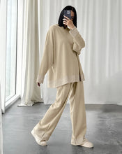 Load image into Gallery viewer, Two Pieces Suits Pullover Tops And Wide Legs Pant Sporty Terry Outfits Spring 2024 Casual Set