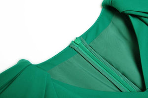 Carla V-Neck Butterfly Sleeve Belt Green Office Lady Wide Leg  Jumpsuits