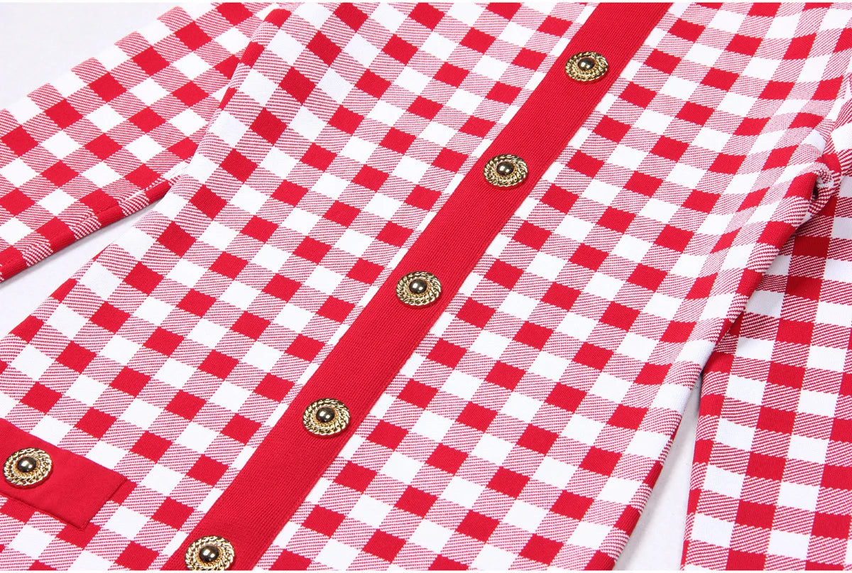 Jessy Plaid Knitting Sweater Dress