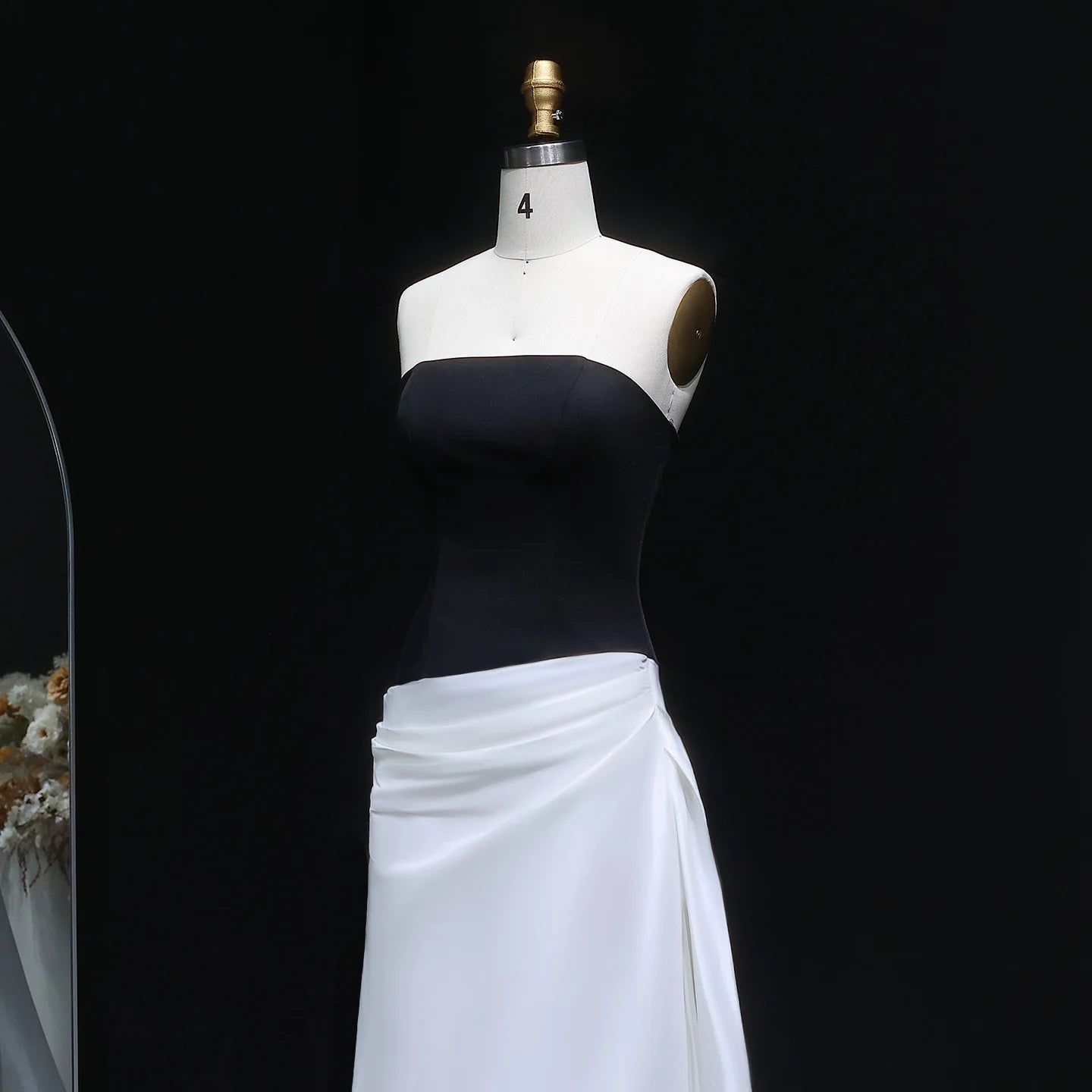 Mabel Elegant Black and White Evening Dress