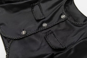 Liberty Long Sleeve Crystal Button Jacket + Lace Spaghetti Strap Dress High Street Two-Piece Set