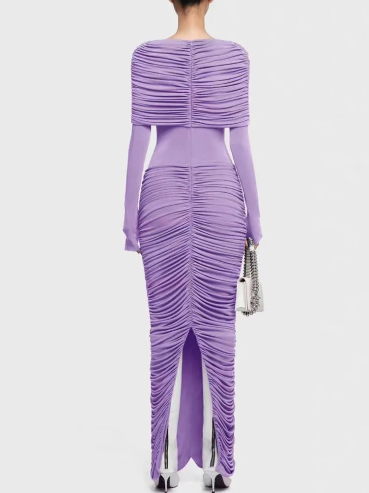 Alissa Pleated Long Sleeve Dress