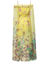 Load image into Gallery viewer, Amber Maxi  Backless Long Sleeve Flowers Print Elastic Waist Vacation Dress