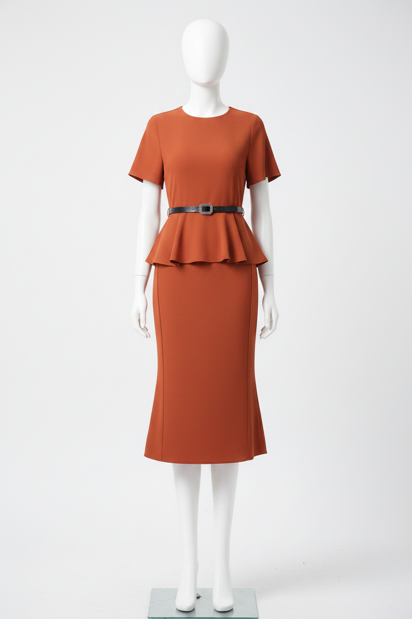 Eve O-Neck Collar Sashes Draped Elegant Empire Office Lady Style Trumpet Dress