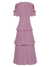 Load image into Gallery viewer, Georganna O-Neck Butterfly Sleeve Ruffle Dress