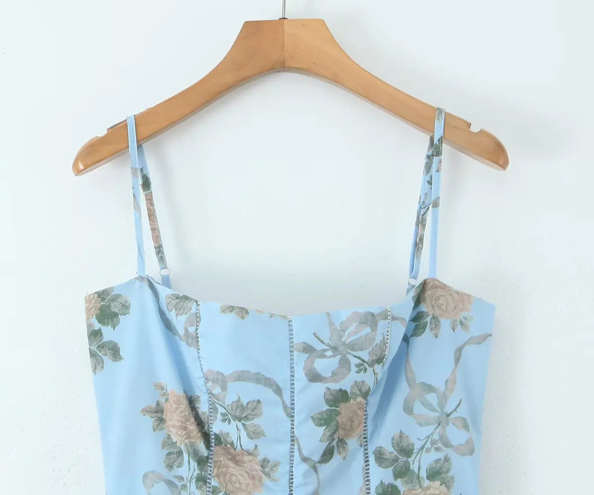Mya Sexy Spaghetti Straps Floral Print Dress