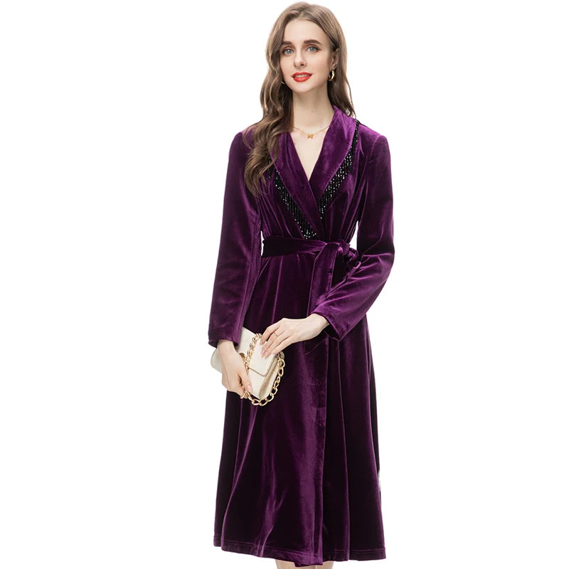 Shyla Vintage Velvet Trench Coat