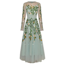 Load image into Gallery viewer, Remi O-Neck Long Sleeve Flowers Embroidery Elegant Party Long Dress