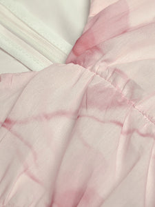 Guinevere V-Neck Puff Sleeve Folds Lace Up Dress