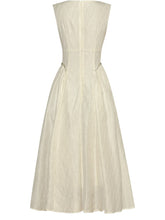 Load image into Gallery viewer, Lennon Elegant V Neck Sleeveless Button Beaded High Waist Slim Midi Dress