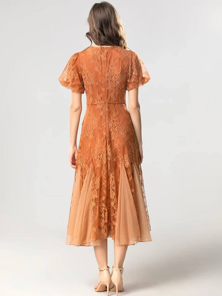 Zola Sequins Embroidery Lace Dress