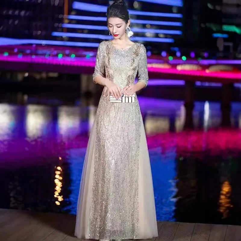 Jaya Evening Gown High-end Banquet Niche Light Luxury Host Steel Companion Conductor Choir Performance Costume Women's Long Dress
