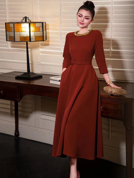 Morocco  Sleeve Sequin Beaded Dress