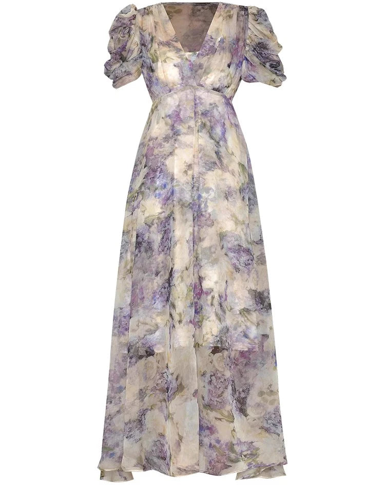 Esmerelda Elegant Chic Printed Gown Camisole Summer Floral Maxi Dress