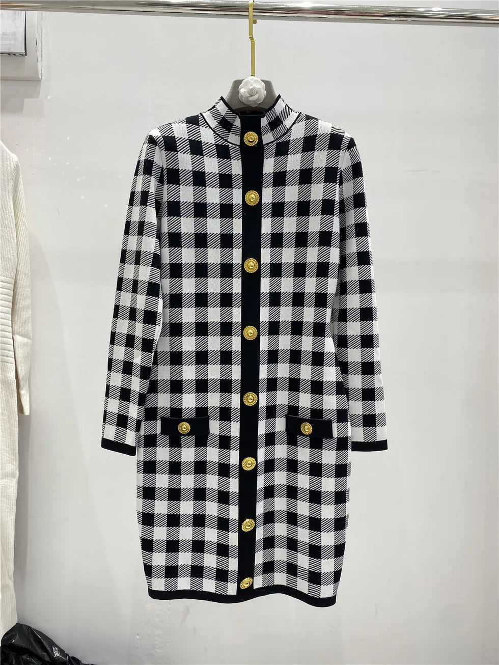 Jessy Plaid Knitting Sweater Dress