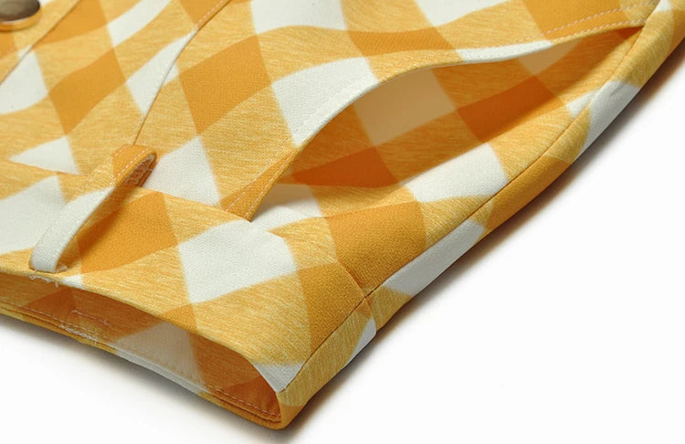 تنانير Rylie تناسب قميص أصفر بياقة مقلوبة للسيدات + أوشحة رفيعة وتنانير منقوشة مكونة من قطعتين
