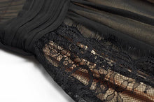 Load image into Gallery viewer, Macie Early Autumn  V-Neck Lantern Sleeve Belt Lace Patchwork Black Elegant Party Dress